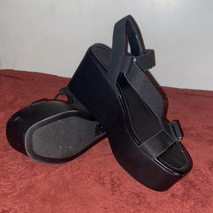SODA Black Platform Strappy Sandals